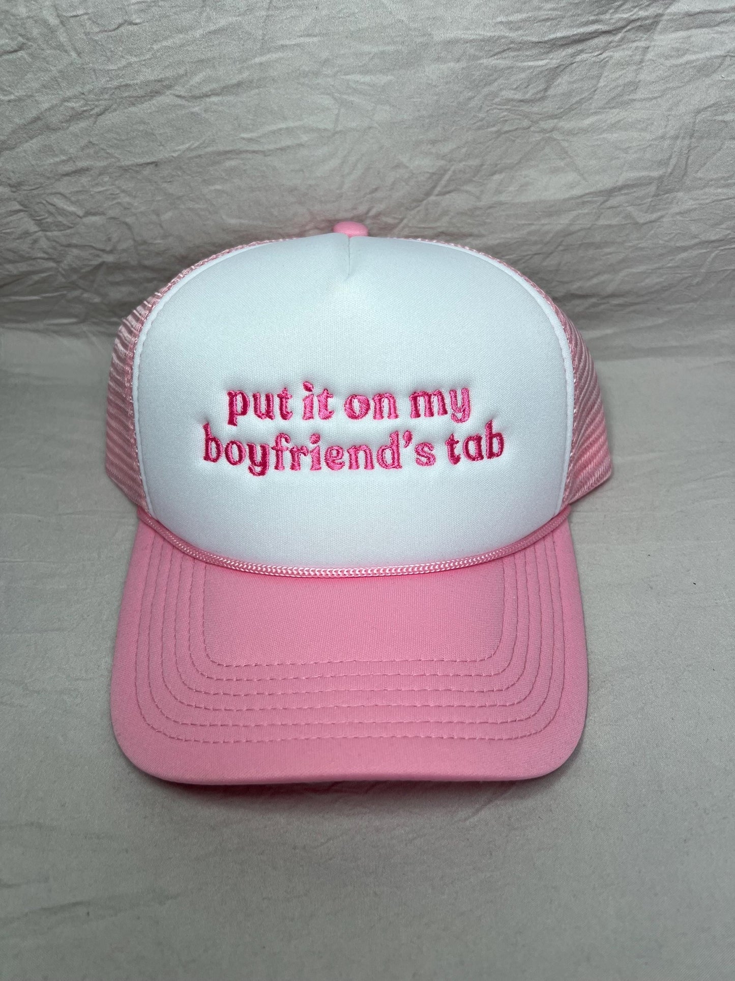 Put It On My Boyfriends Tab Trucker Hat